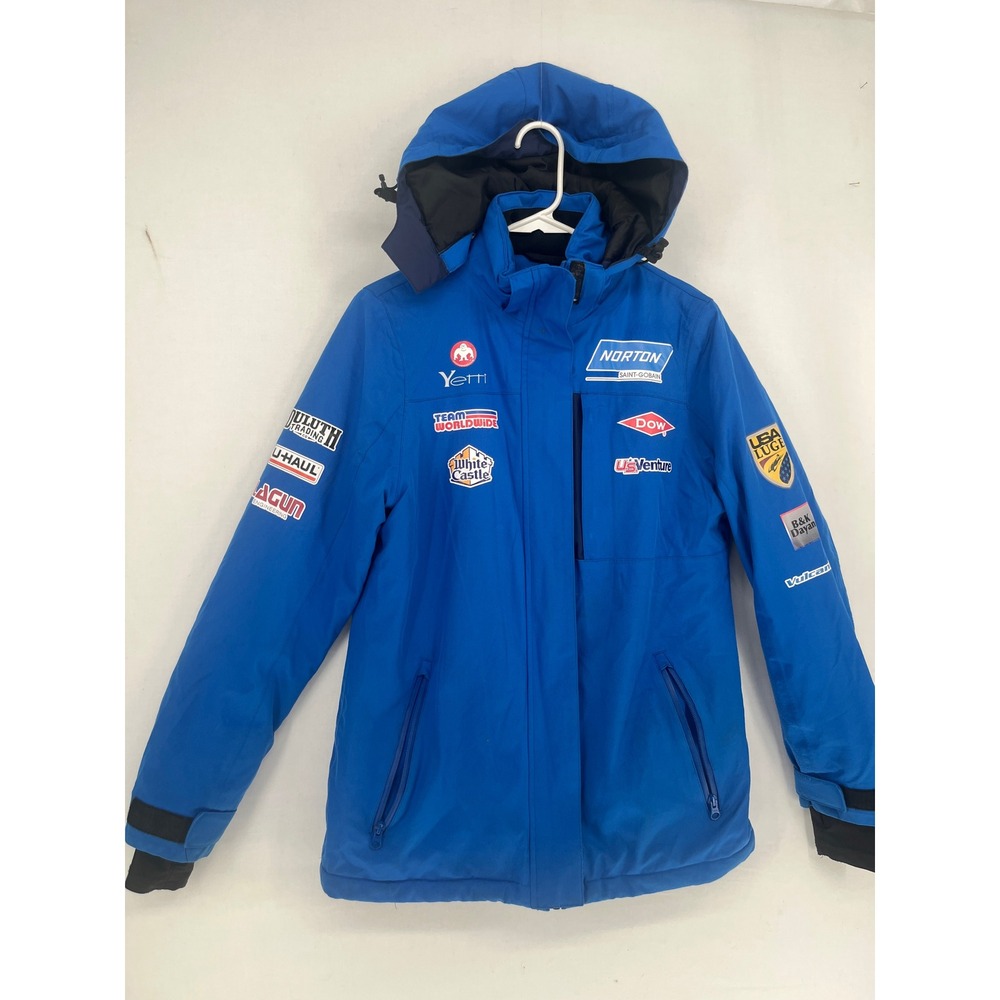 Yetti Apparel USA Luge Team Worldwide Hooded Parka Jacket Blue Mens Size M